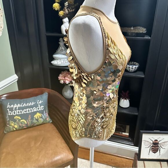 ASOS Bodysuit with Premium Gold Flame Embellishment Size 0 - Picture 10 of 15